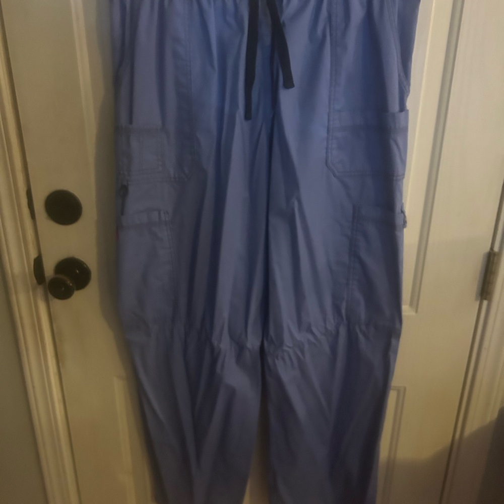 Dickies Women's Blue Cargo Scrub Pants with Drawstring